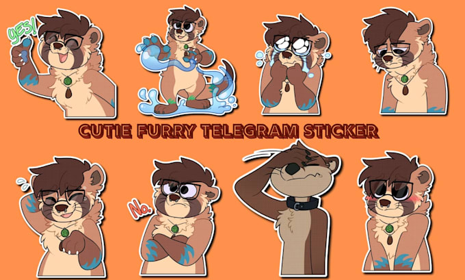 draw furry telegram sticker, furry badge, crypto sticker animated furry emote