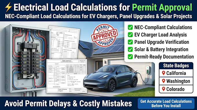 electrical load calculation, panel schedule, ev charger load calc, panel upgrade