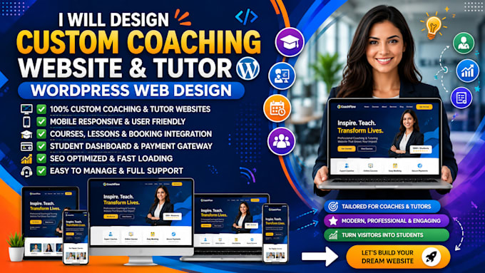 design custom tutor and coaching website in wordpress with booking pages