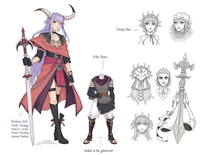 make a character sheet with a unique art style