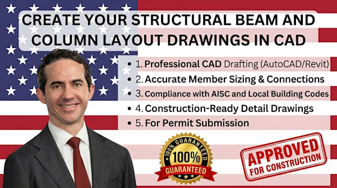 create structural beam column layout drawings in cad for construction