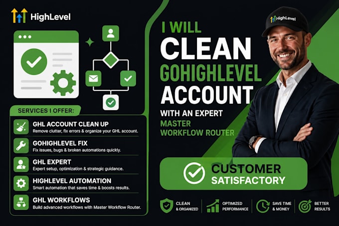clean gohighlevel account with an expert master workflow router