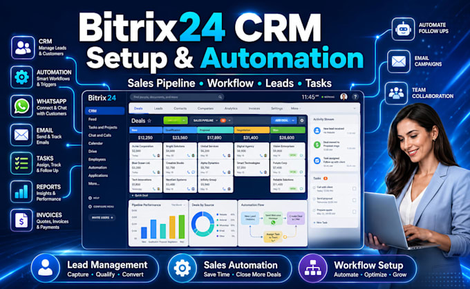 setup bitrix24 salesfunnel kanban board setup gantt chart scrum management crm