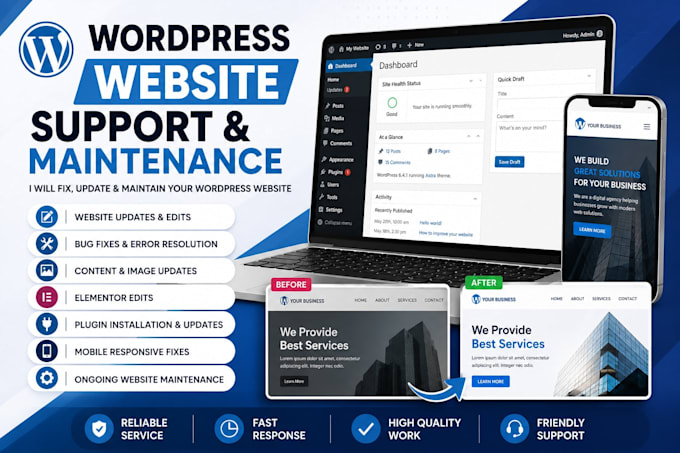 fix, update, and maintain your wordpress website