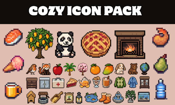 do pixel art icon, skill icon, 2d game asset pixel props pixel vfx animations