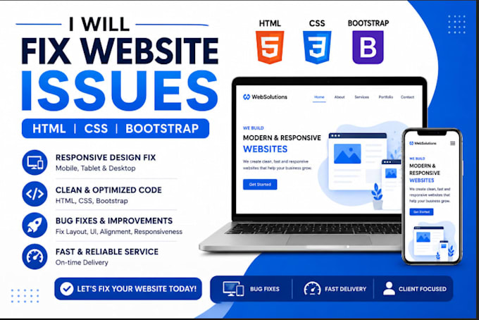 fix HTML CSS bootstrap website issues