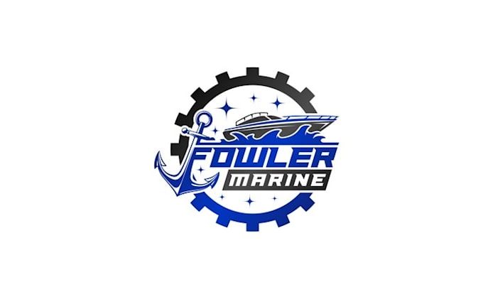 design monogram marine repair shop logo