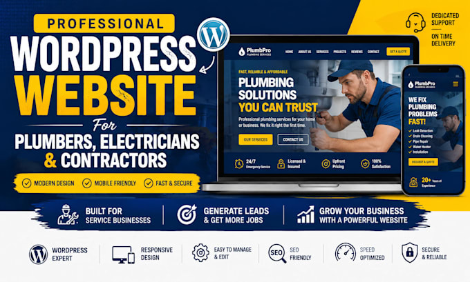 create a wordpress website for plumbers electricians and contractors
