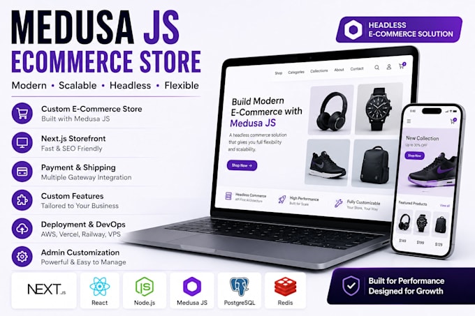 build medusa js headless ecommerce website using next js