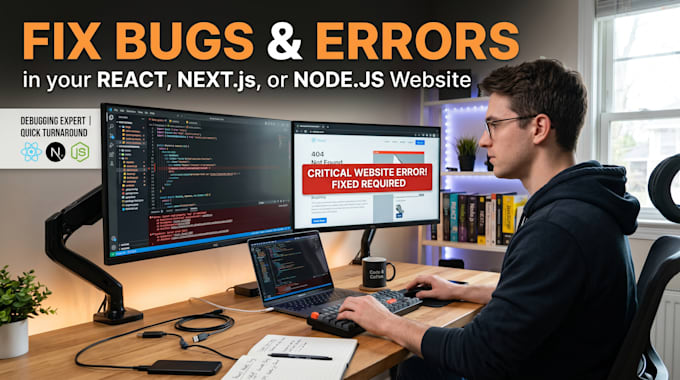 fix bugs and errors in your react, nextjs or nodejs website
