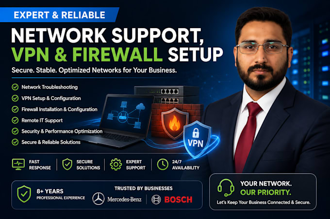 provide expert network support, VPN and firewall setup