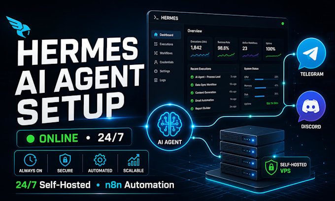 set up hermes ai agent with n8n automation on your vps