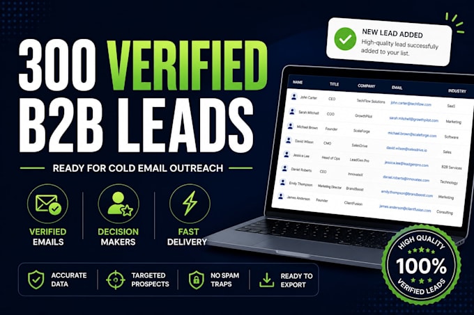 provide 300 verified b2b leads ready for cold email outreach