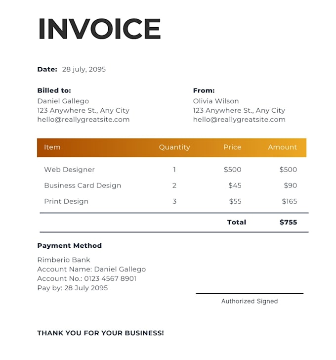 design professional invoices and receipts