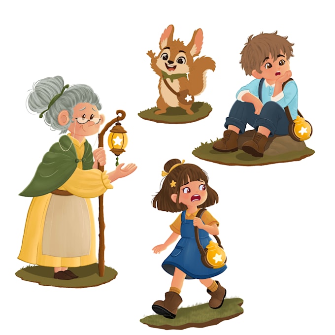 create whimsical childrens book illustrations