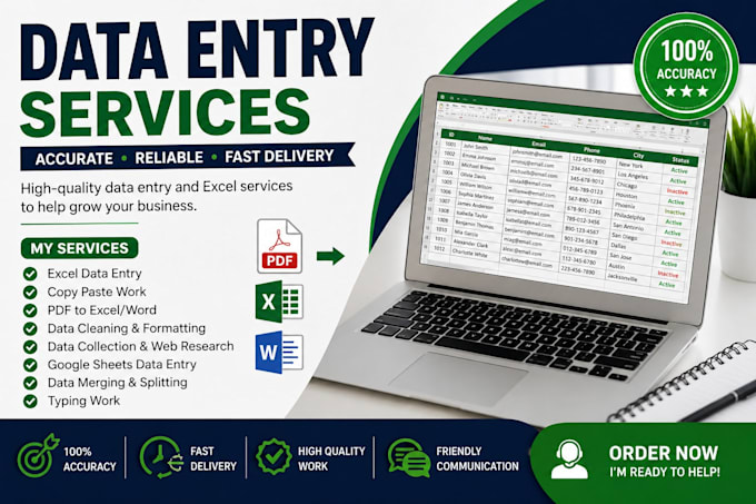 do accurate data entry, excel data entry, and copy paste work