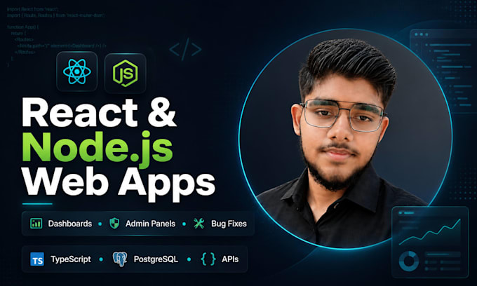 build or fix a react nodejs dashboard or web app