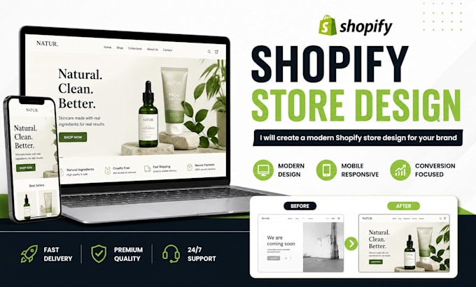 build shopify store design and redesign website for ecommerce store