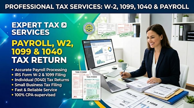 prepare w2, 1099, tax return, 1040, iand schedule c