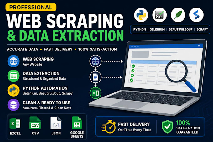 do web scraping, data extraction and python automation