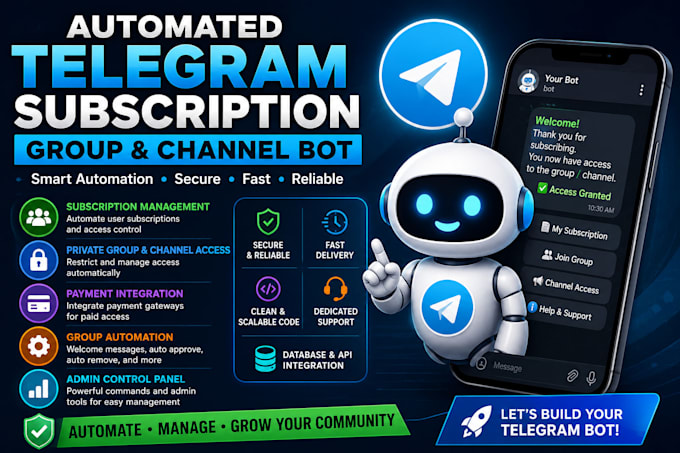 create an automated telegram subscription group and channel bot