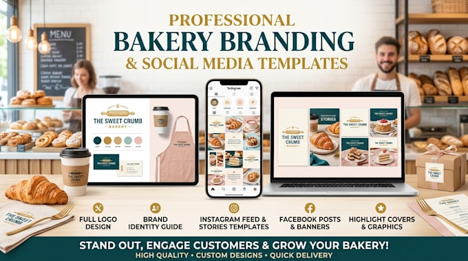 design professional bakery branding and social media templates