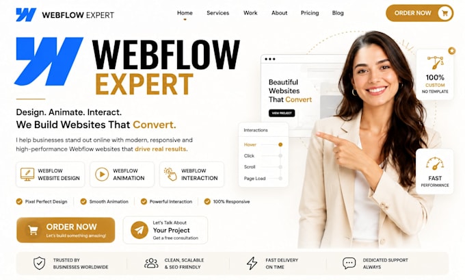 webflow website design webflow animation webflow interaction expert