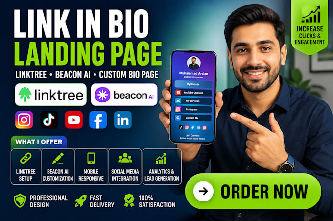setup and customize linktree link in bio landing page beacon ai for your bio