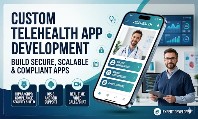 develop a secure telehealth and medicine app for IOS and android