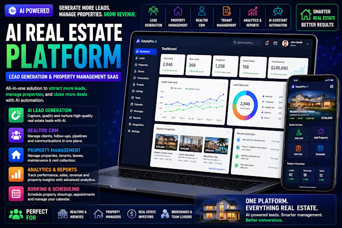develop ai real estate lead generation web, property management website