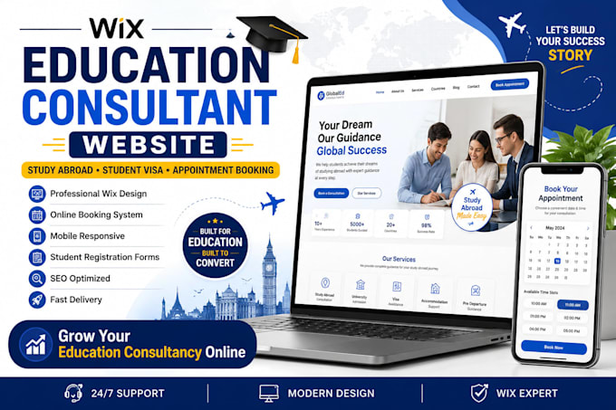 create wix education consultant study abroad appointment online booking website