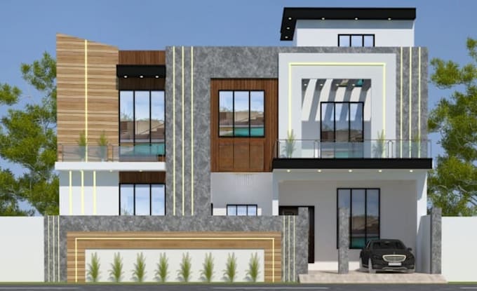 do 3d house front design and exterior rendering in 3ds max