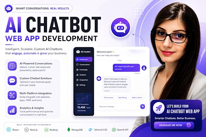 develop ai chatbot web app, ai chatbot website, ai website application