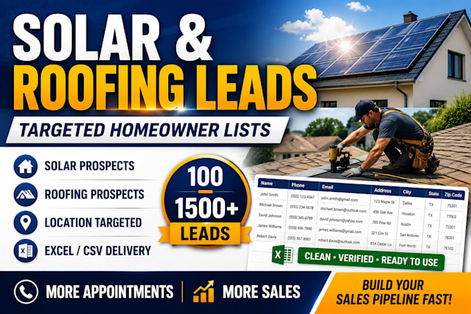 provide verified solar and roofing homeowner leads for appointments