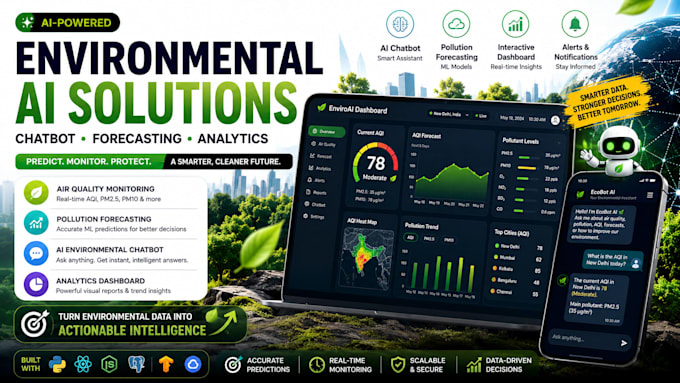 do environmental ai chatbot, pollution forecasting web app, analytics dashboard
