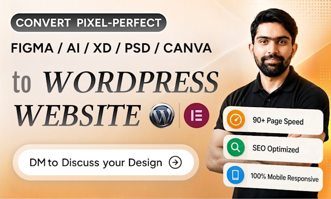 convert figma, ai or canva to wordpress elementor website