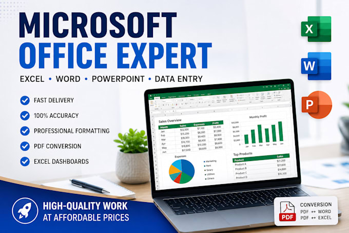 do professional microsoft excel, word, and data entry tasks