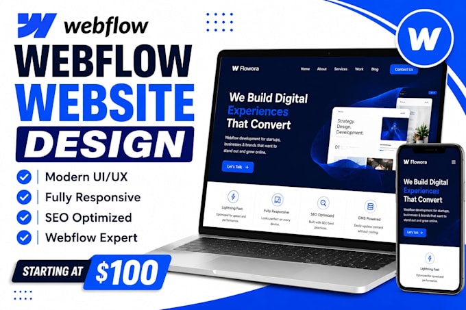 build responsive webflow website, webflow development, webflow landing page