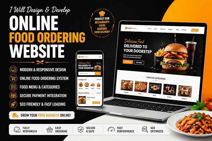 develop a professional online food ordering website