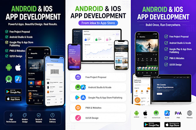 develop android and ios apps with a free project proposal, fast and cheap