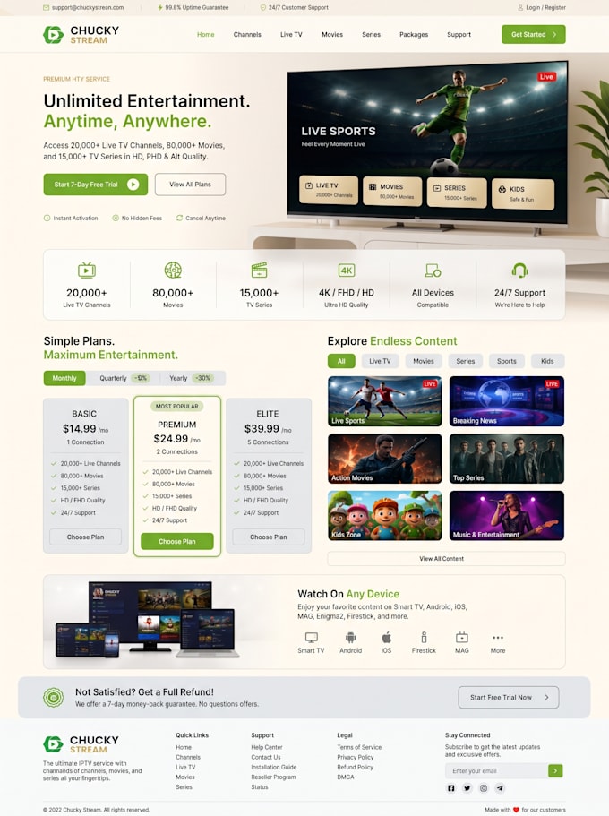 build encrypted iptv website with automation payment gateway, SEO optimization