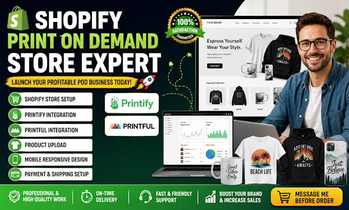 setup shopify print on demand store expert printify printful pod integration
