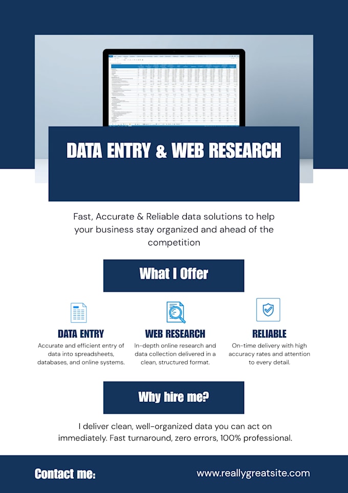 do data entry, web research, and accurate data processing