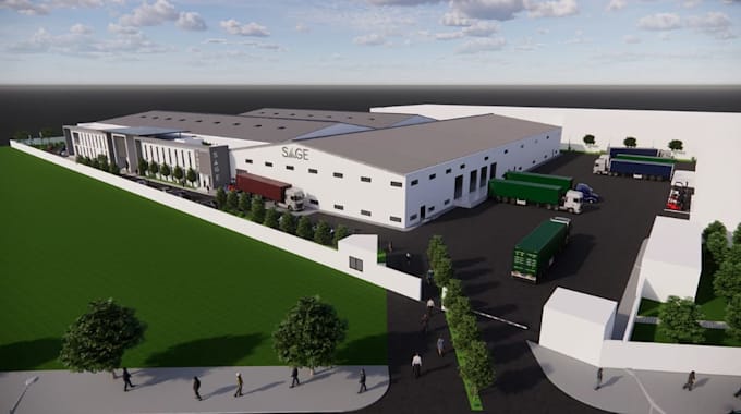 create 2d factory, logistic site plan, realistic 3d warehouse, facility design