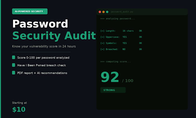 iwill audit your passwords and deliver an ai security report