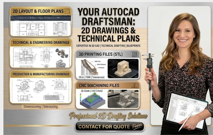 be autocad draftsman and do 2d drawings, technical drawing, engineering drawing