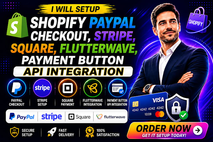 shopify paypal checkout stripe square flutterwave payment button API integration