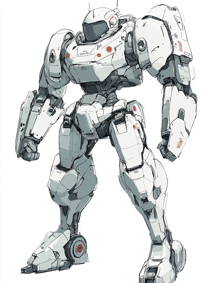 create retro mecha or scifi gundam art