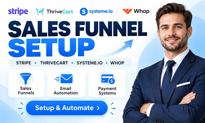 setup stripe thrivecart systeme io whop sales funnel email automation systems