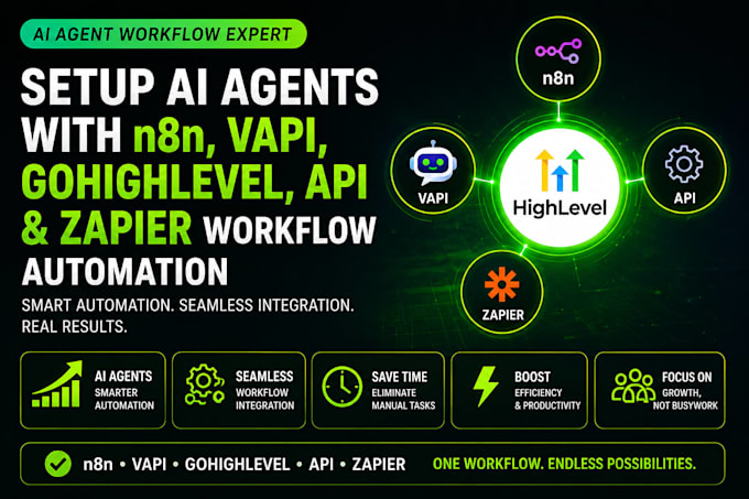 setup ai agents with n8n, vapi, gohighlevel, API and zapier workflow automation